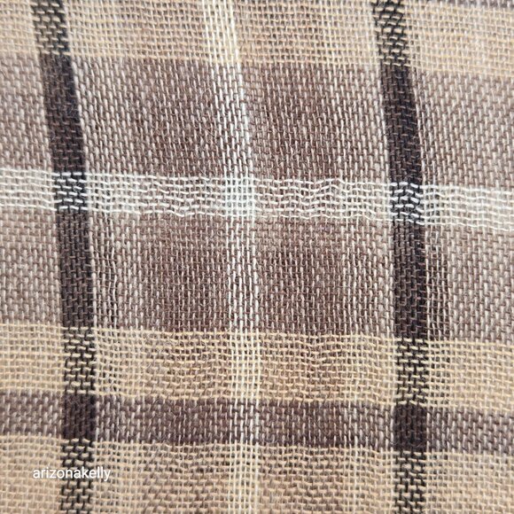 Wool Lightweight Tan Plaid Scarf - Picture 5 of 14